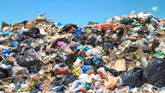 a pile of garbage at a landfill